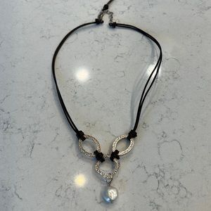 Silpada retired Freshwater Pearl and Brown Leather Necklace